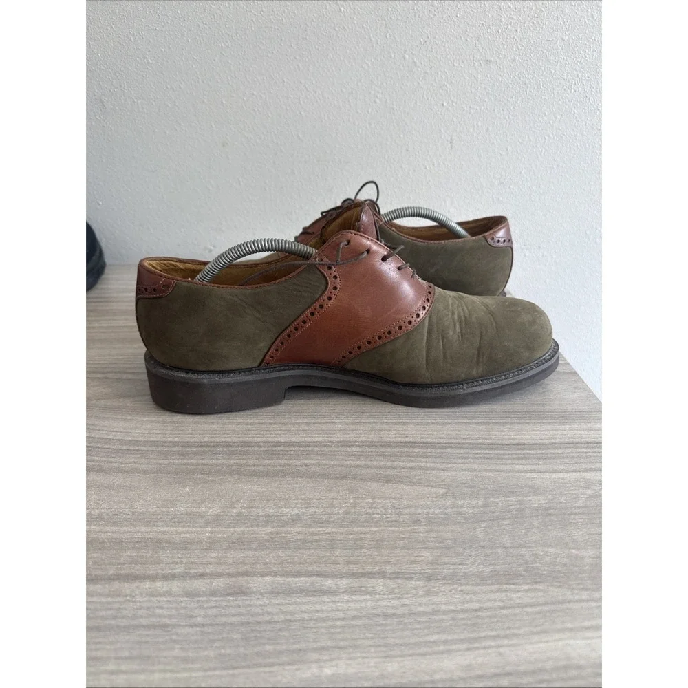 FLORSHEIM Comfortech Two Tone Green Tan Saddle Shoes Oxfords Men's Sz 12 D Dress